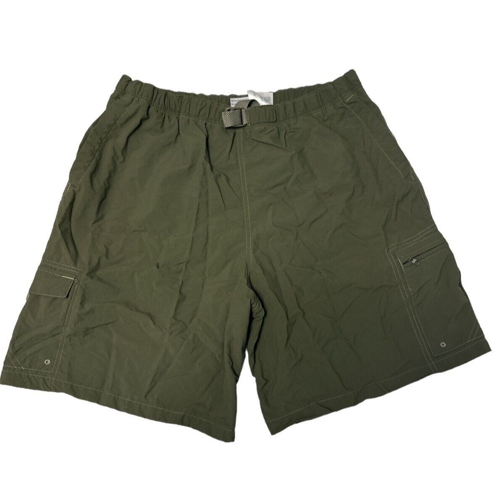Columbia Men's Green 5 Pocket W Belt Packable 8 In Inseam W Mesh Liner Sz XL EUC